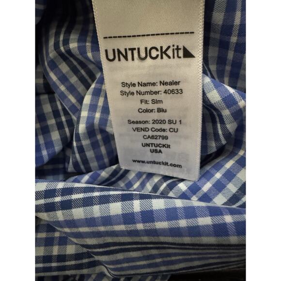 UNTUCKit Men's Short Sleeve Button-Up Shirt, Slim Fit, Blue, Size XXL Sail Logo - Picture 4 of 8